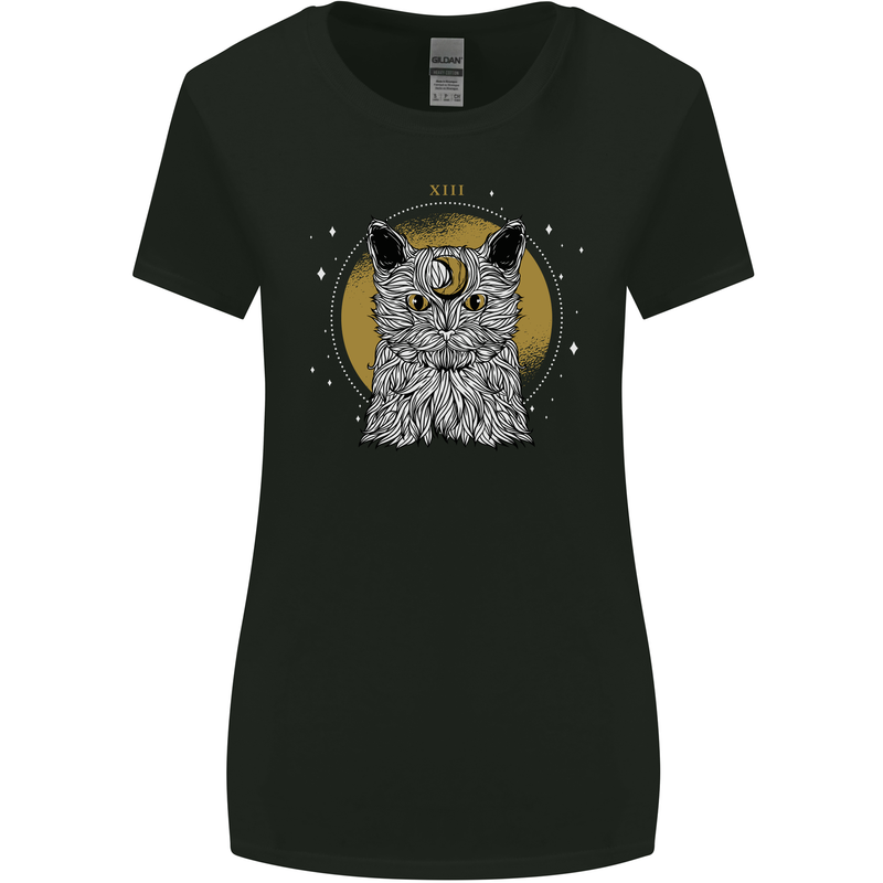A Lunar Cat Moon Womens Wider Cut T-Shirt Black
