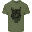 A Mandala Art Fox Mens Cotton T-Shirt Tee Top Military Green