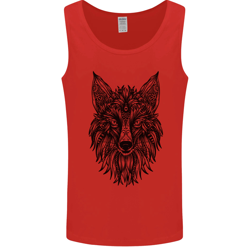 A Mandala Art Fox Mens Vest Tank Top Red