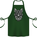 A Mandala Art Fox Tribal Cotton Apron 100% Organic Forest Green