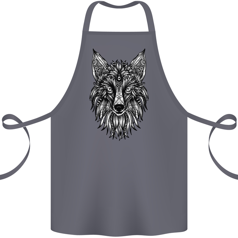 A Mandala Art Fox Tribal Cotton Apron 100% Organic Steel