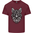 A Mandala Art Fox Tribal Mens Cotton T-Shirt Tee Top Maroon