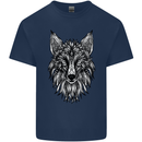 A Mandala Art Fox Tribal Mens Cotton T-Shirt Tee Top Navy Blue