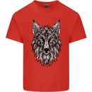 A Mandala Art Fox Tribal Mens Cotton T-Shirt Tee Top Red