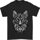 A Mandala Art Fox Tribal Mens T-Shirt 100% Cotton Black