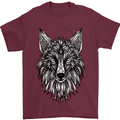 A Mandala Art Fox Tribal Mens T-Shirt 100% Cotton Maroon