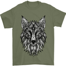 A Mandala Art Fox Tribal Mens T-Shirt 100% Cotton Military Green