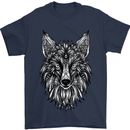 A Mandala Art Fox Tribal Mens T-Shirt 100% Cotton Navy Blue
