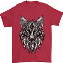 A Mandala Art Fox Tribal Mens T-Shirt 100% Cotton Red