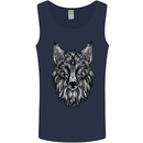 A Mandala Art Fox Tribal Mens Vest Tank Top Navy Blue