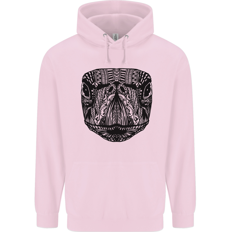 A Mandala Turtle Head Tribal Tortoise Childrens Kids Hoodie Light Pink