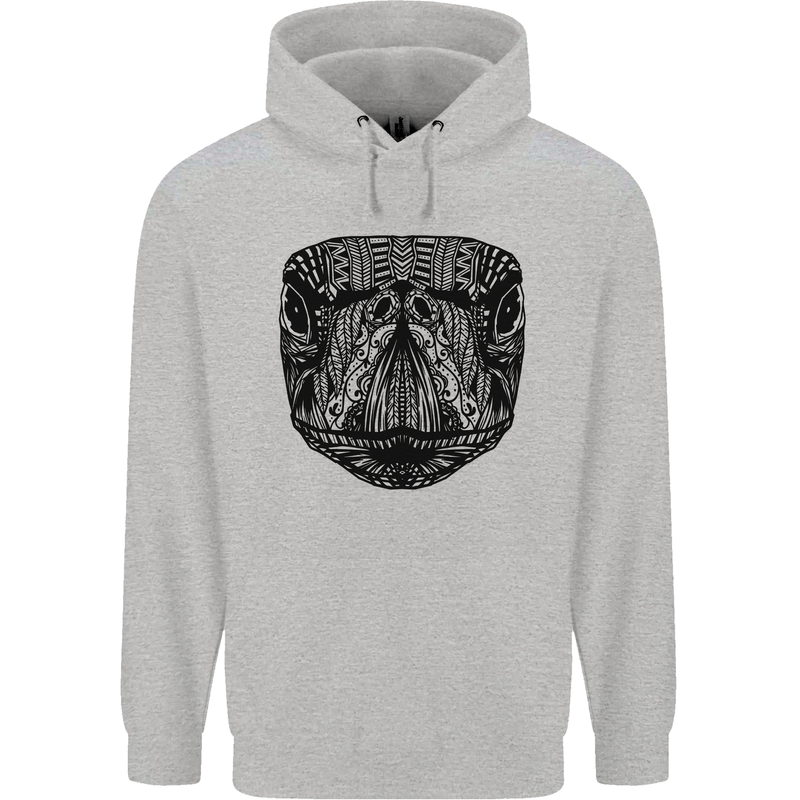 A Mandala Turtle Head Tribal Tortoise Childrens Kids Hoodie Sports Grey