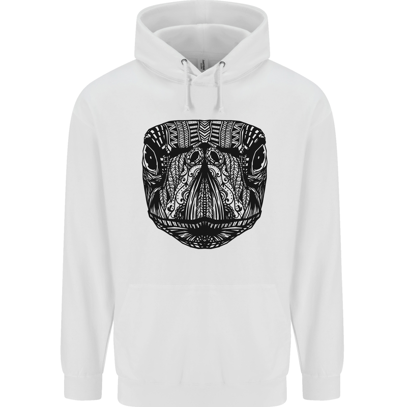 A Mandala Turtle Head Tribal Tortoise Childrens Kids Hoodie White