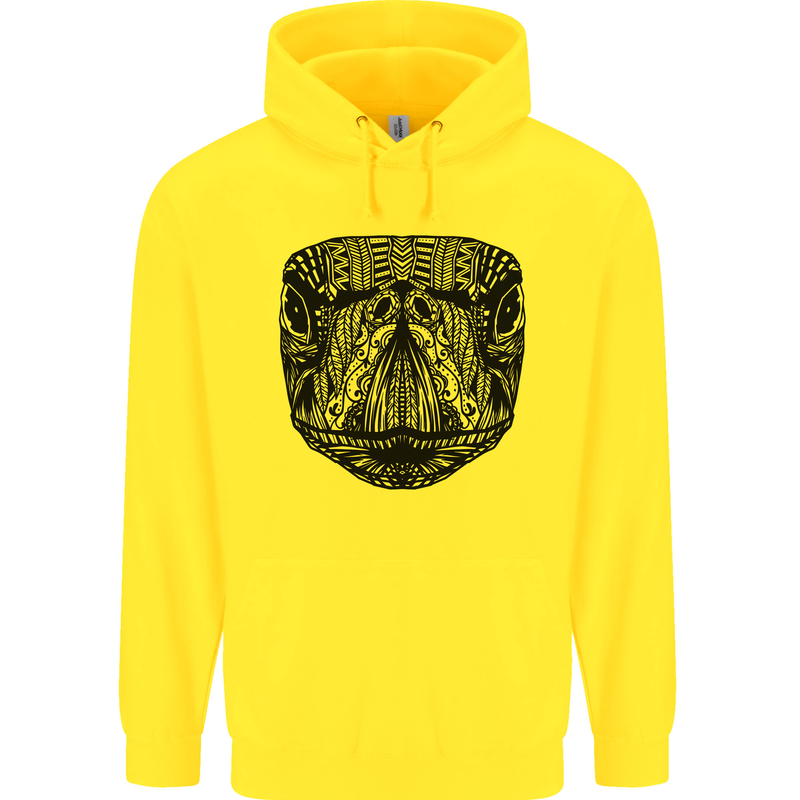 A Mandala Turtle Head Tribal Tortoise Childrens Kids Hoodie Yellow
