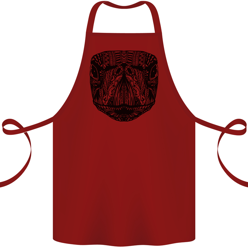 A Mandala Turtle Head Tribal Tortoise Cotton Apron 100% Organic Maroon