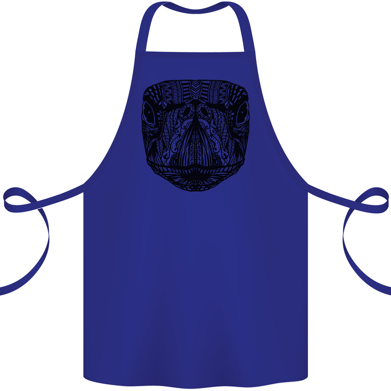 A Mandala Turtle Head Tribal Tortoise Cotton Apron 100% Organic Royal Blue