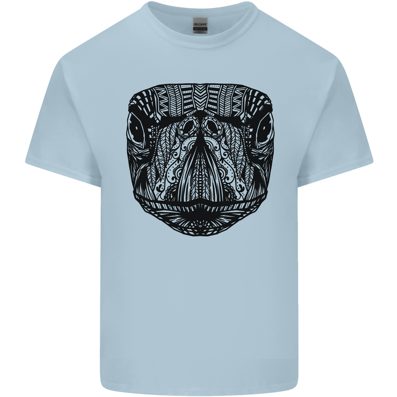 A Mandala Turtle Head Tribal Tortoise Mens Cotton T-Shirt Tee Top Light Blue