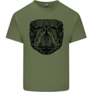 A Mandala Turtle Head Tribal Tortoise Mens Cotton T-Shirt Tee Top Military Green