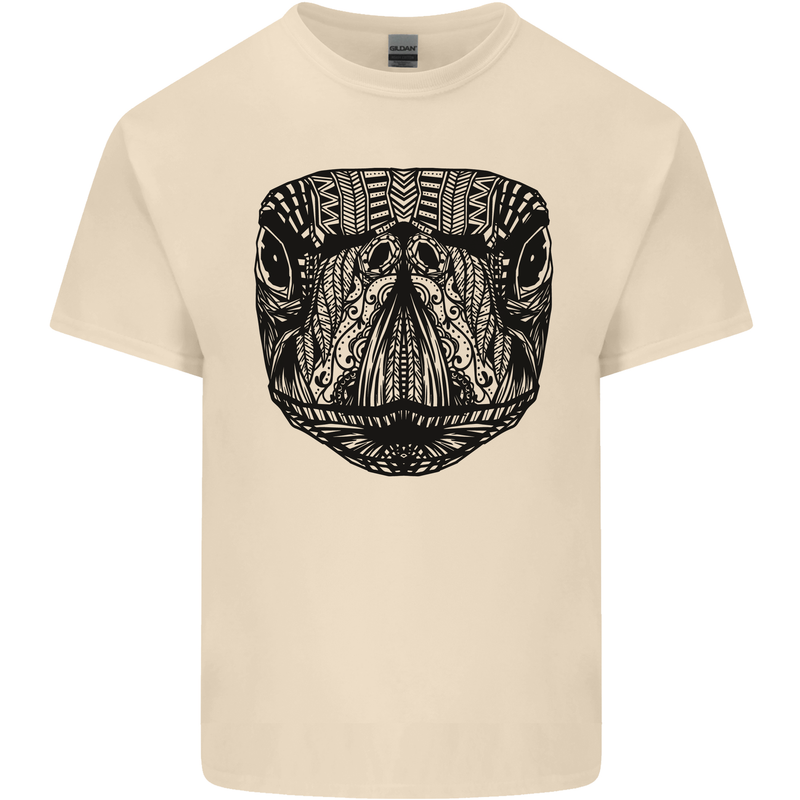 A Mandala Turtle Head Tribal Tortoise Mens Cotton T-Shirt Tee Top Natural