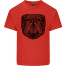 A Mandala Turtle Head Tribal Tortoise Mens Cotton T-Shirt Tee Top Red