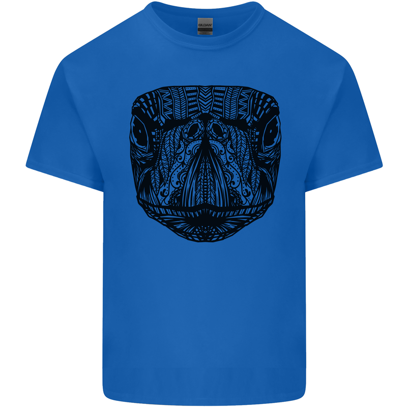A Mandala Turtle Head Tribal Tortoise Mens Cotton T-Shirt Tee Top Royal Blue