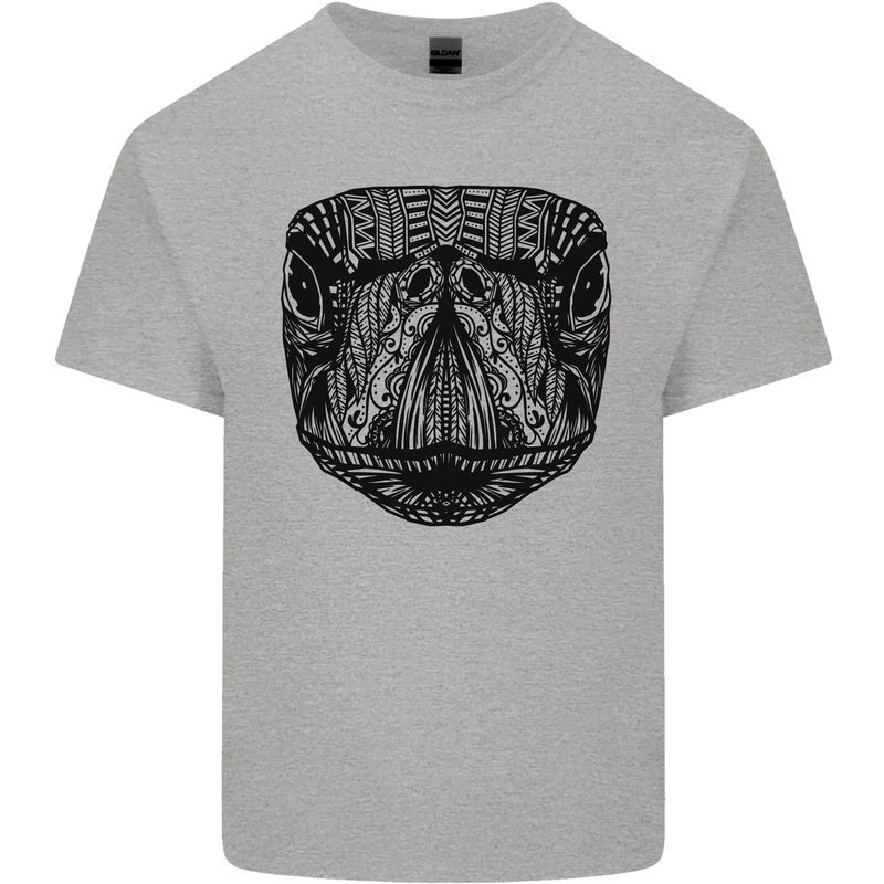 A Mandala Turtle Head Tribal Tortoise Mens Cotton T-Shirt Tee Top Sports Grey