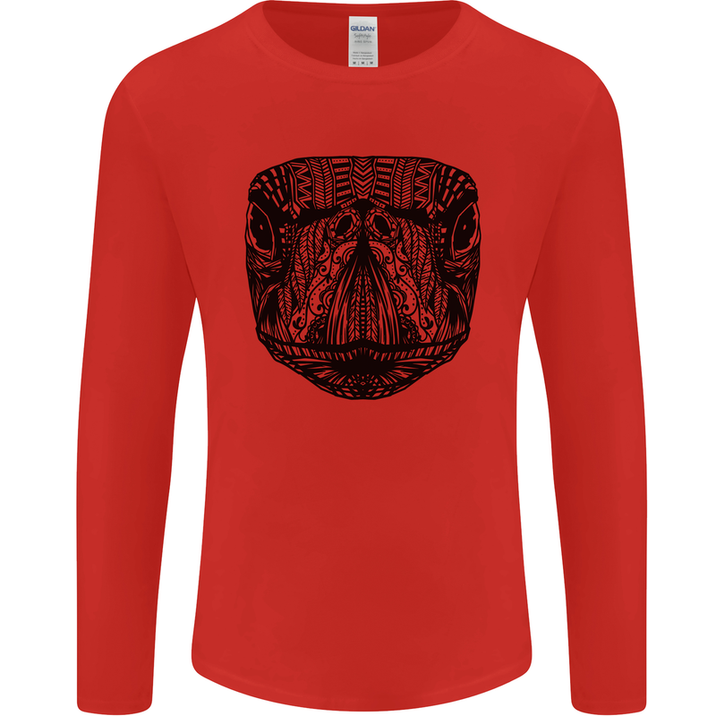 A Mandala Turtle Head Tribal Tortoise Mens Long Sleeve T-Shirt Red