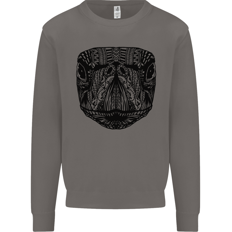 A Mandala Turtle Head Tribal Tortoise Mens Sweatshirt Jumper Charcoal