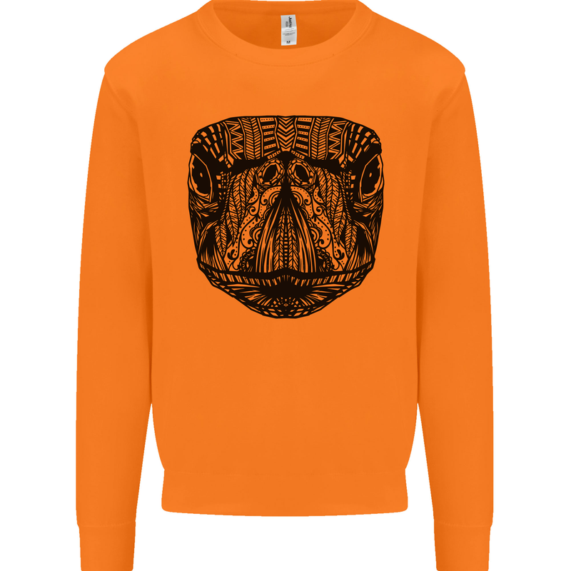 A Mandala Turtle Head Tribal Tortoise Mens Sweatshirt Jumper Orange