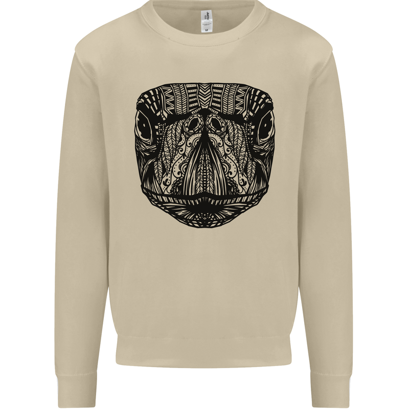 A Mandala Turtle Head Tribal Tortoise Mens Sweatshirt Jumper Sand