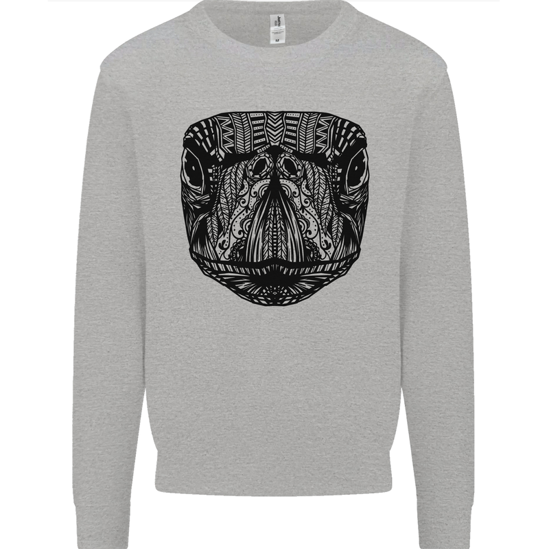 A Mandala Turtle Head Tribal Tortoise Mens Sweatshirt Jumper Sports Grey