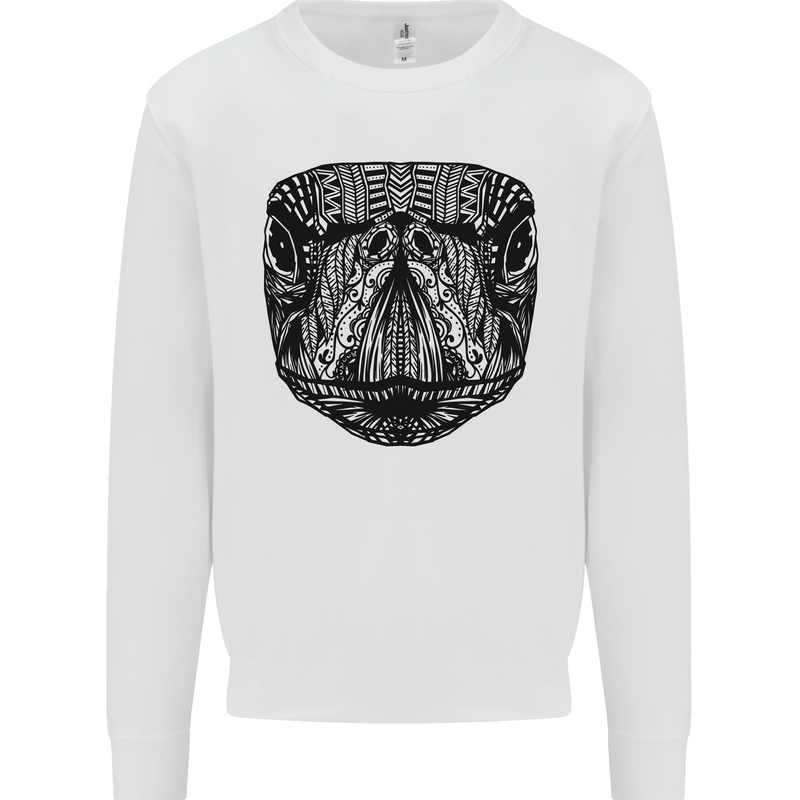 A Mandala Turtle Head Tribal Tortoise Mens Sweatshirt Jumper White
