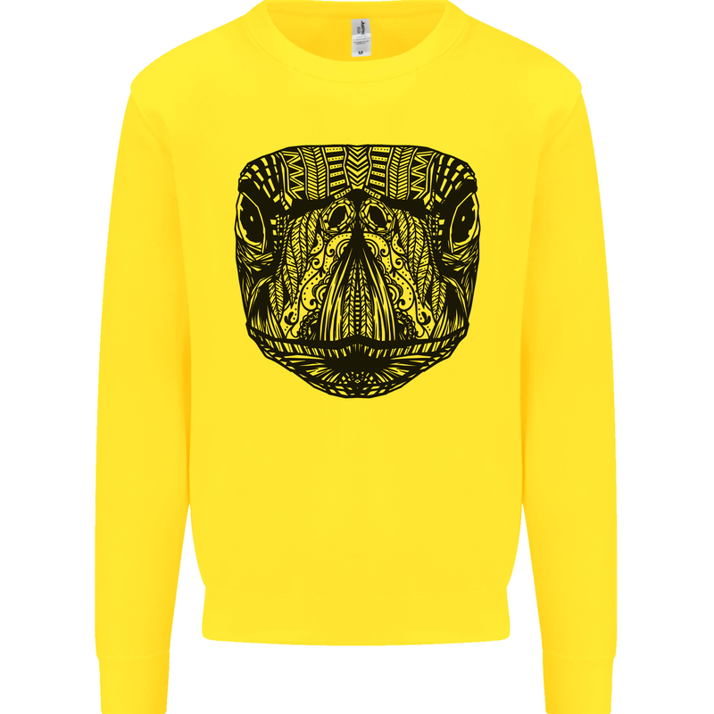 A Mandala Turtle Head Tribal Tortoise Mens Sweatshirt Jumper Yellow
