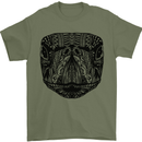 A Mandala Turtle Head Tribal Tortoise Mens T-Shirt 100% Cotton Military Green
