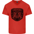 A Mandala Turtle Head Tribal Tortoise Mens V-Neck Cotton T-Shirt Red