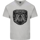A Mandala Turtle Head Tribal Tortoise Mens V-Neck Cotton T-Shirt Sports Grey