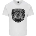 A Mandala Turtle Head Tribal Tortoise Mens V-Neck Cotton T-Shirt White