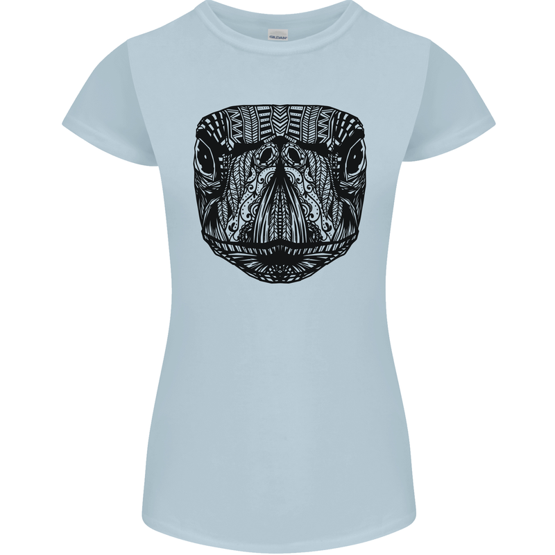 A Mandala Turtle Head Tribal Tortoise Womens Petite Cut T-Shirt Light Blue