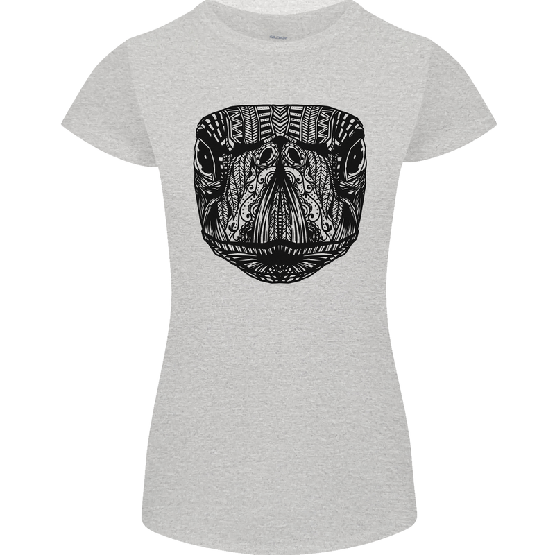 A Mandala Turtle Head Tribal Tortoise Womens Petite Cut T-Shirt Sports Grey
