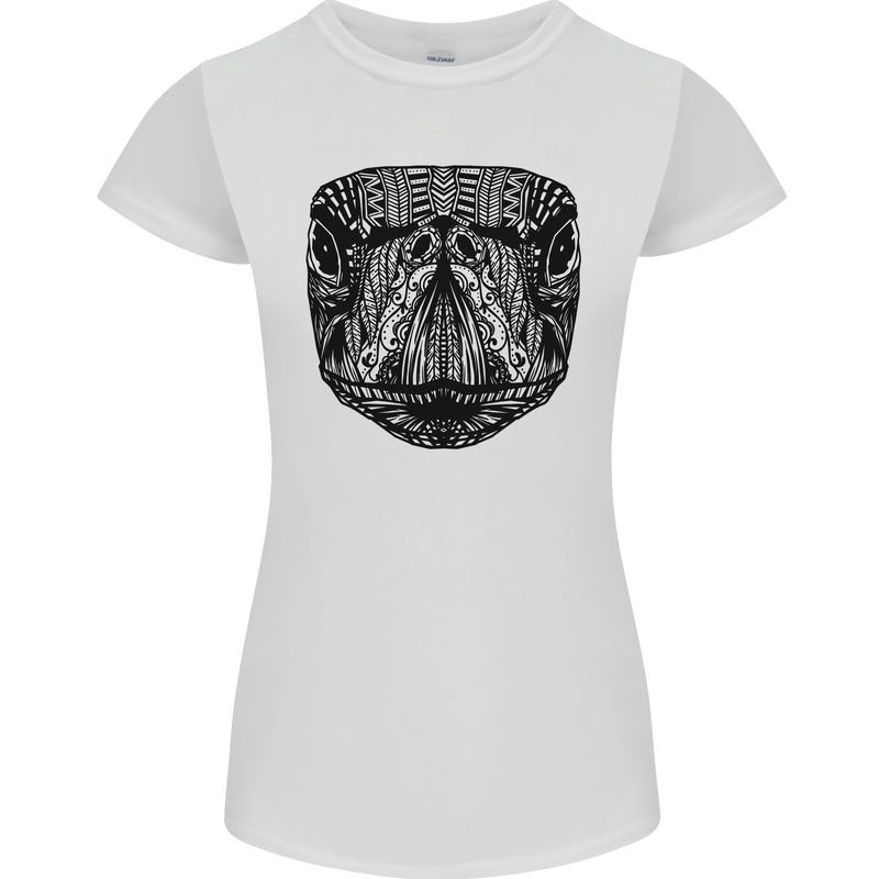 A Mandala Turtle Head Tribal Tortoise Womens Petite Cut T-Shirt White