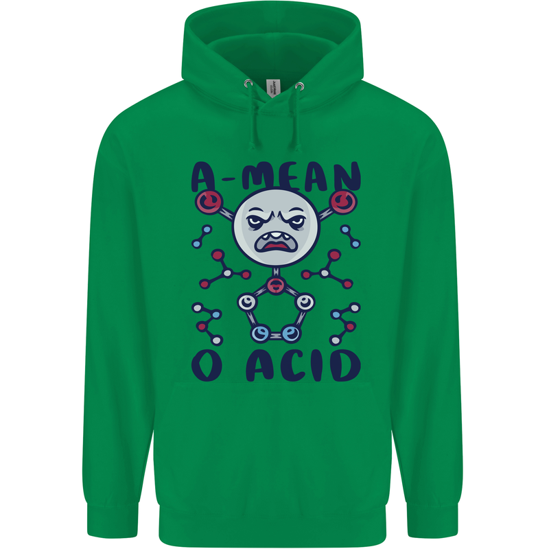 A Mean O Acid Funny Angry Biology Mens 80% Cotton Hoodie Irish Green