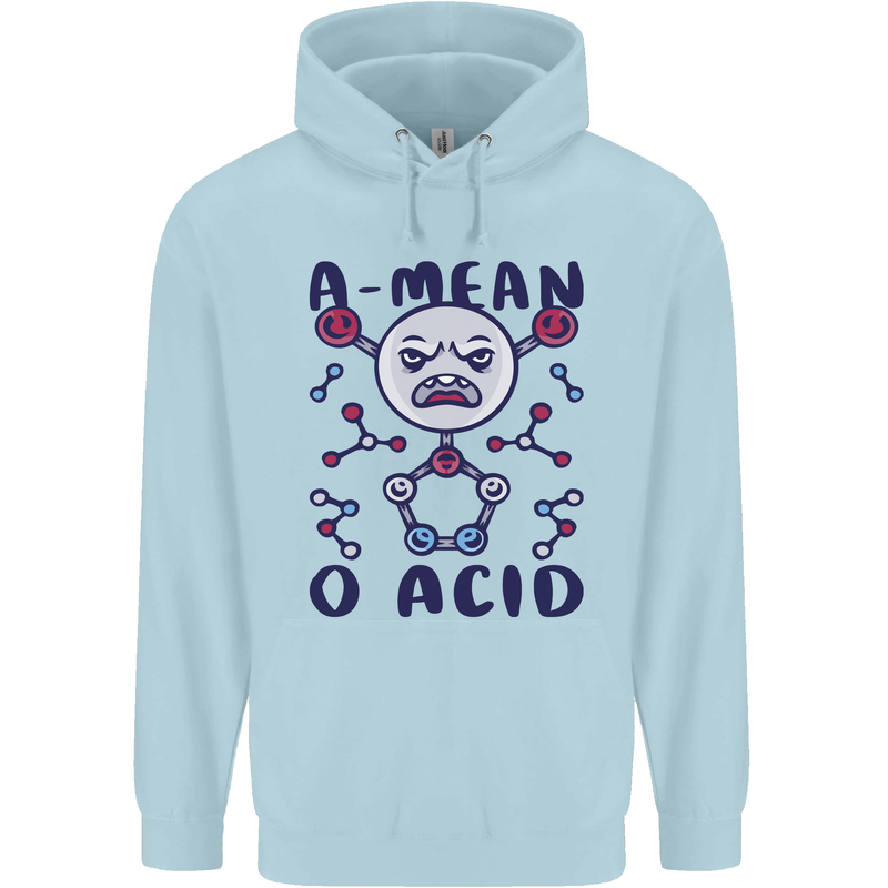 A Mean O Acid Funny Angry Biology Mens 80% Cotton Hoodie Light Blue