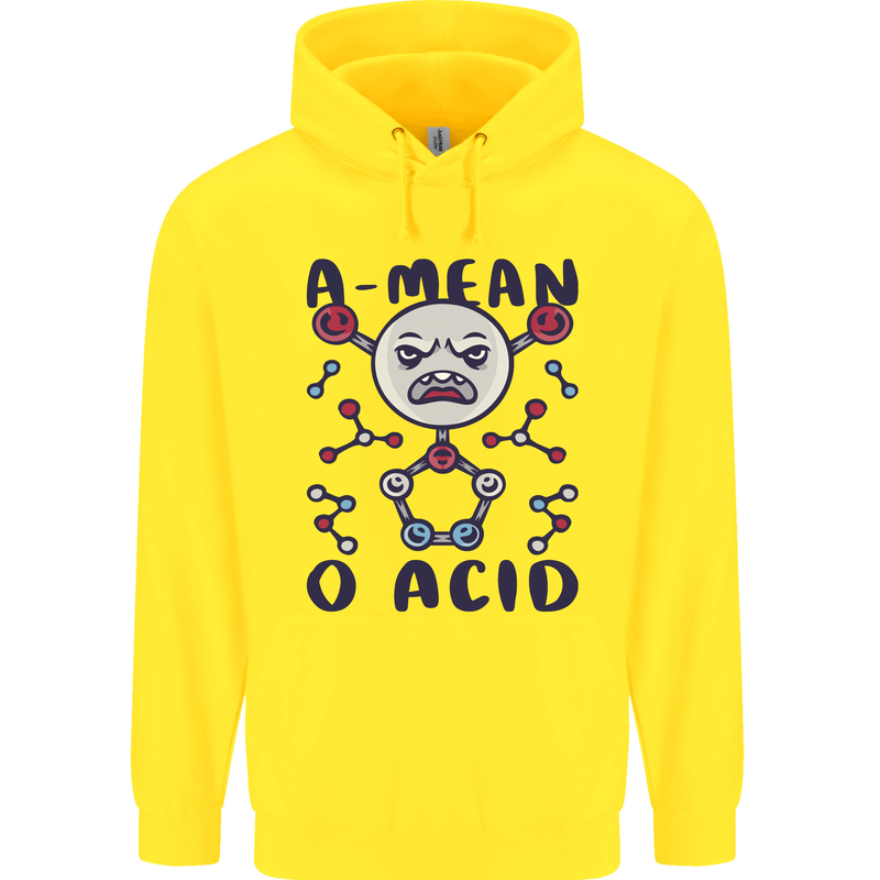 A Mean O Acid Funny Angry Biology Mens 80% Cotton Hoodie Yellow
