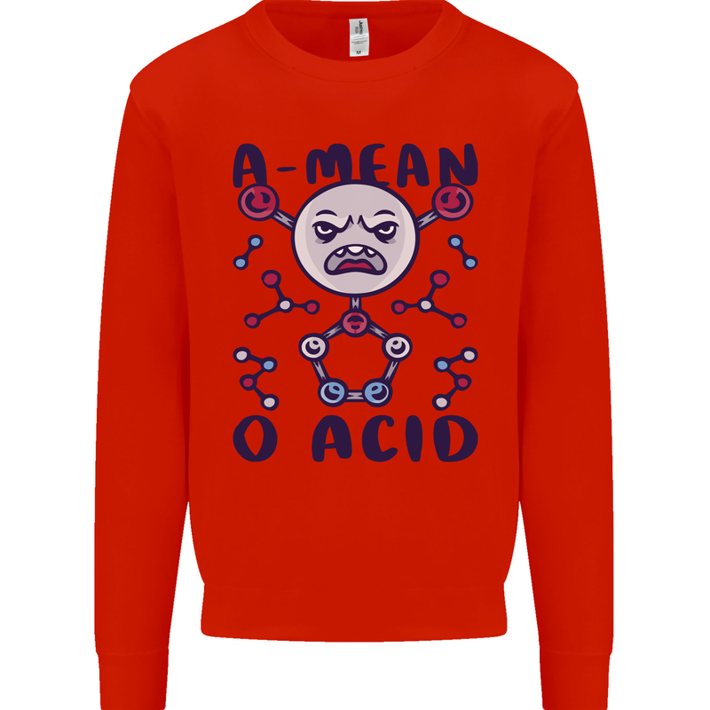 A Mean O Acid Funny Angry Biology Mens Sweatshirt Jumper Bright Red