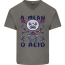A Mean O Acid Funny Angry Biology Mens V-Neck Cotton T-Shirt Charcoal