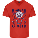 A Mean O Acid Funny Angry Biology Mens V-Neck Cotton T-Shirt Red