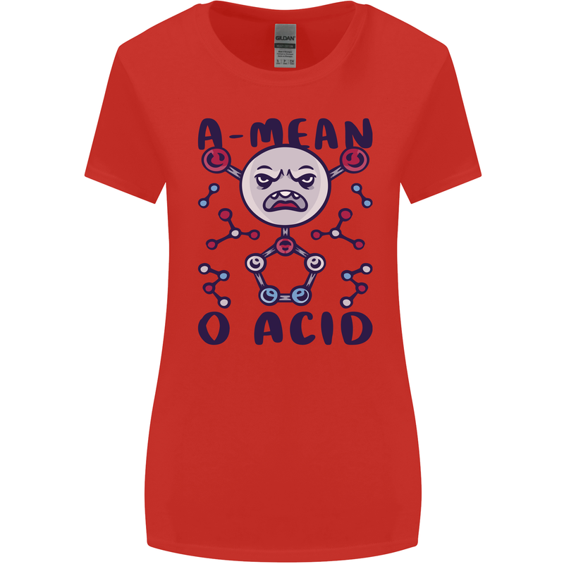 A Mean O Acid Funny Angry Biology Womens Wider Cut T-Shirt Red