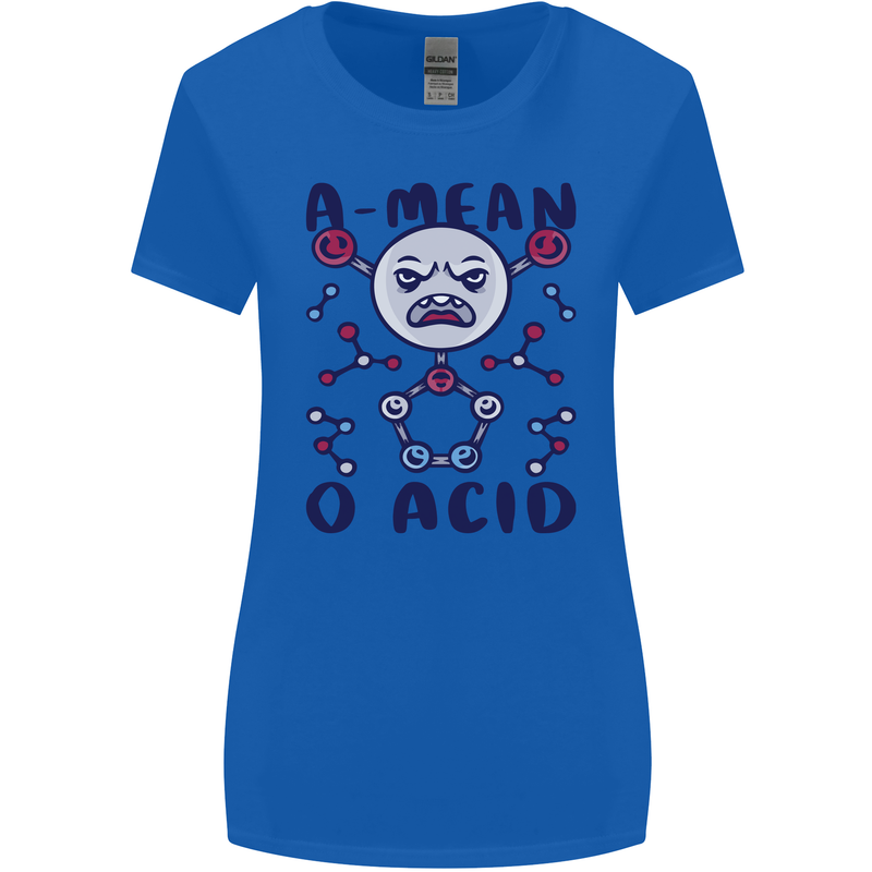 A Mean O Acid Funny Angry Biology Womens Wider Cut T-Shirt Royal Blue