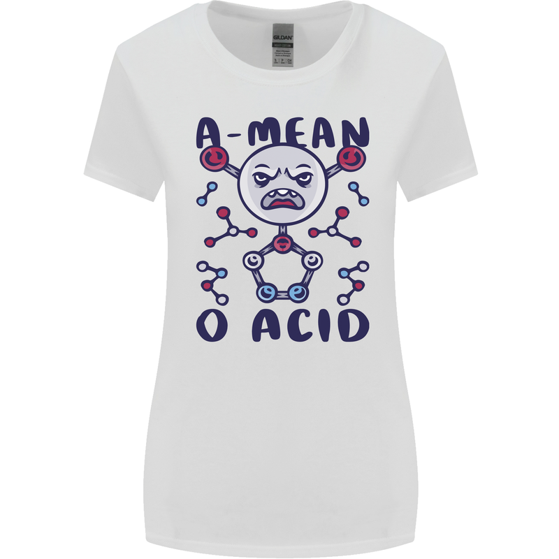 A Mean O Acid Funny Angry Biology Womens Wider Cut T-Shirt White