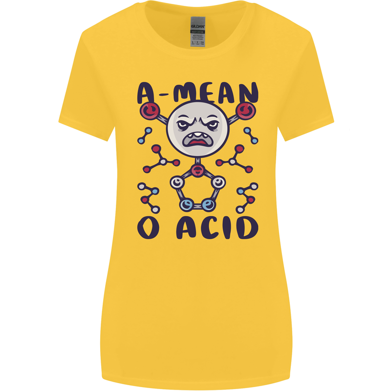 A Mean O Acid Funny Angry Biology Womens Wider Cut T-Shirt Yellow